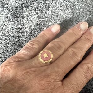Chic Gold and Pink Starburst Ring